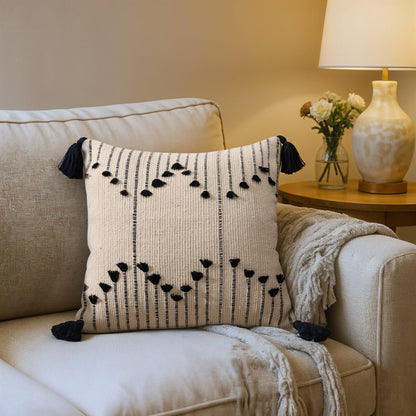 DFOLS Tassel Drip Cushion Cover – Off White & Black