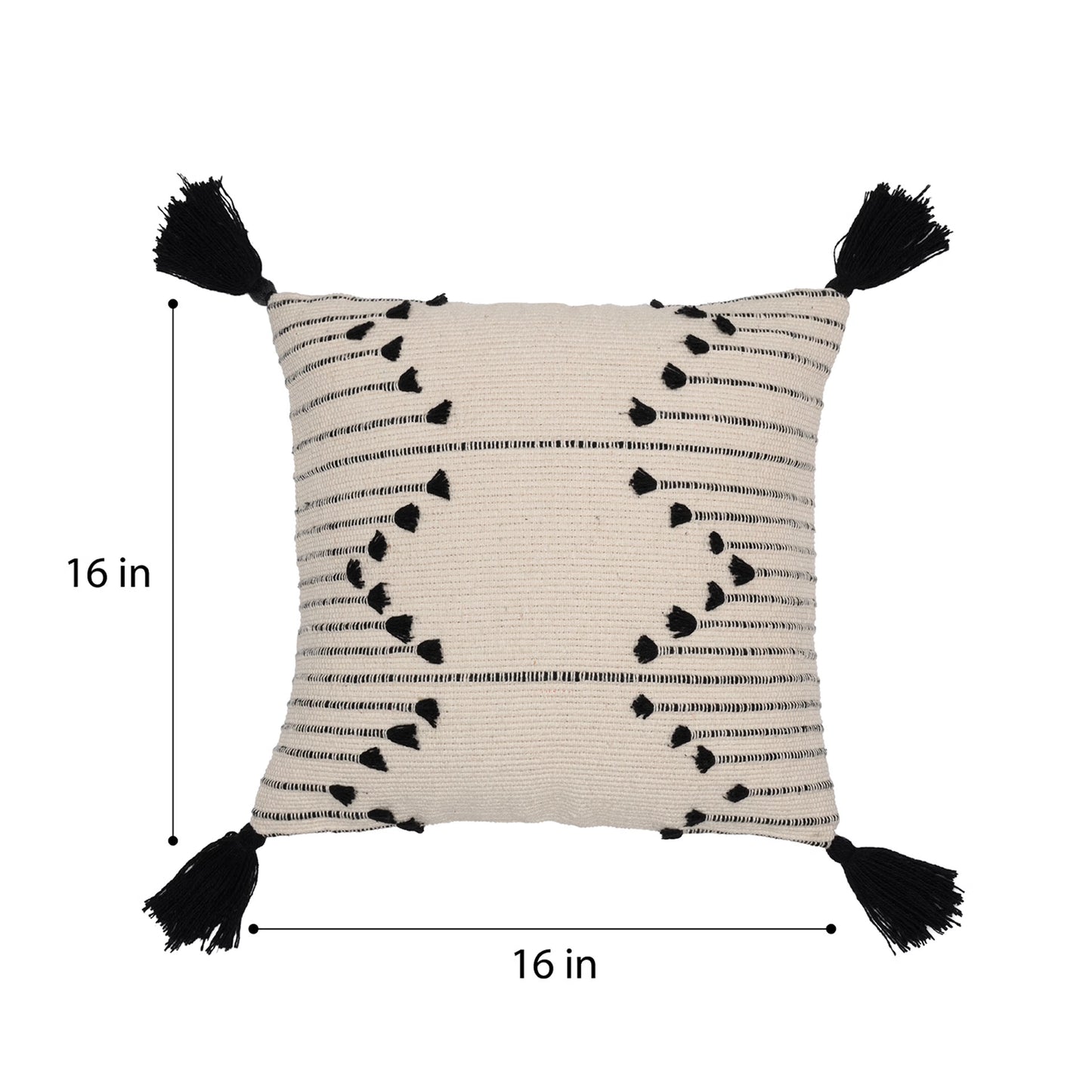 DFOLS Tassel Drip Cushion Cover – Off White & Black