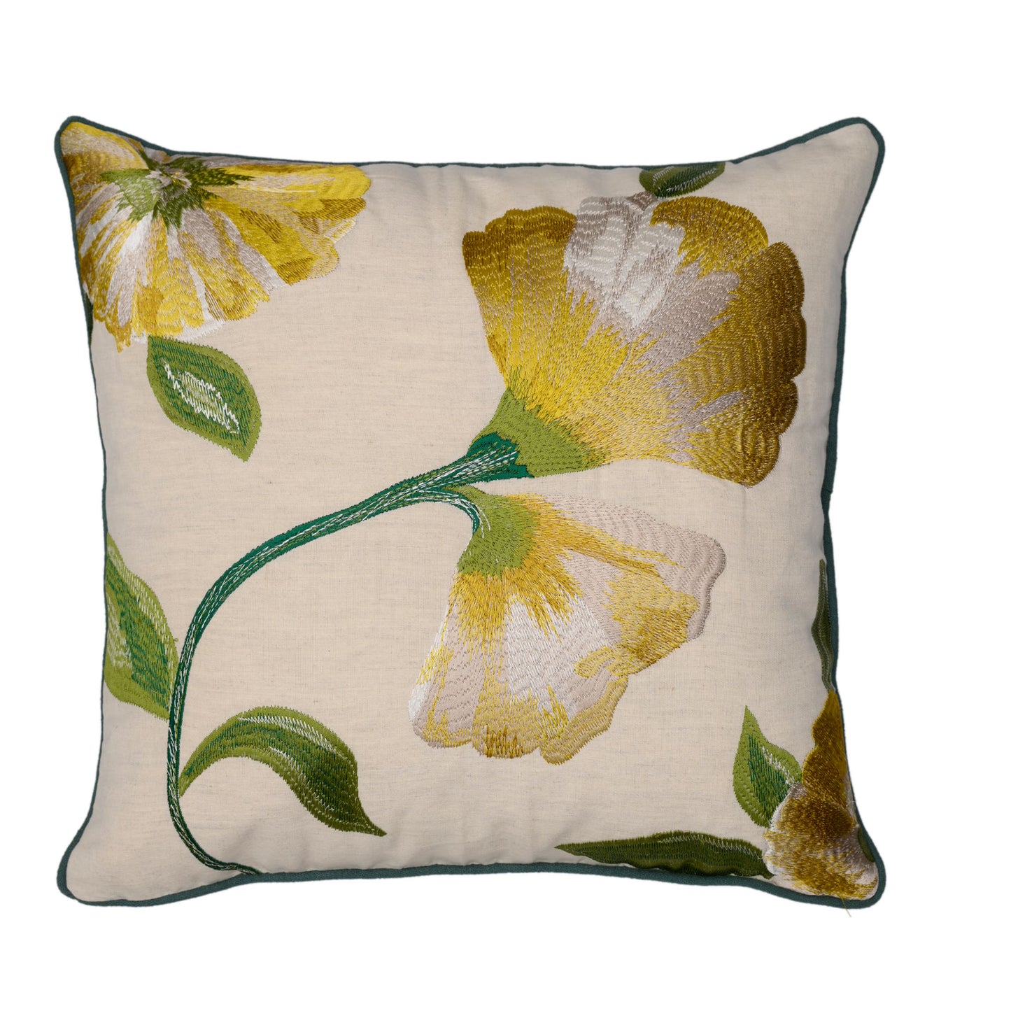 DFOLS Eternal Bloom Embroidered Cushion Cover – Yellow Floral
