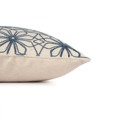 DFOLS Abstract Sunflower Blue Cushion Cover – Modern Embroidered Elegance