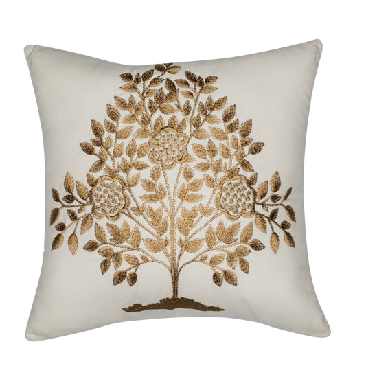 DFOLS Soul Tree Golden Cushion Cover – Luxury Embroidered Décor