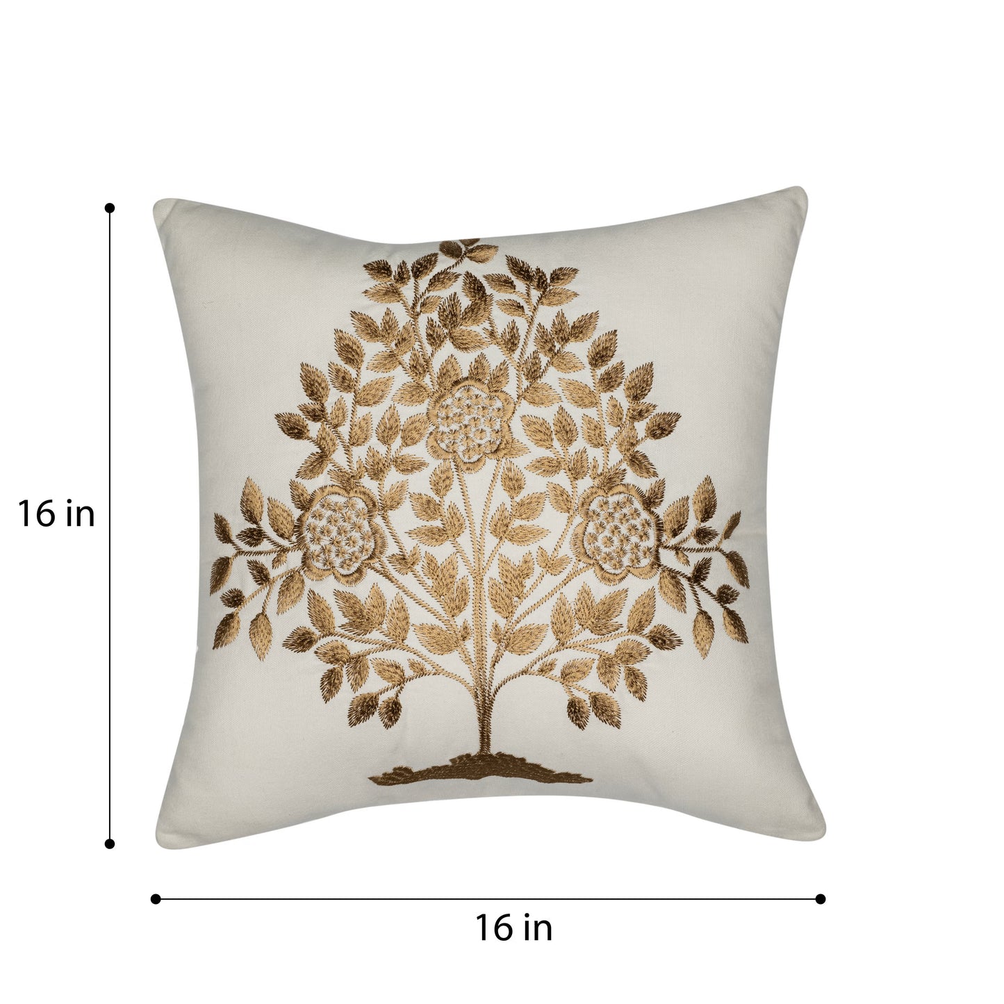 DFOLS Soul Tree Golden Cushion Cover – Luxury Embroidered Décor