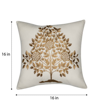 DFOLS Soul Tree Golden Cushion Cover – Luxury Embroidered Décor