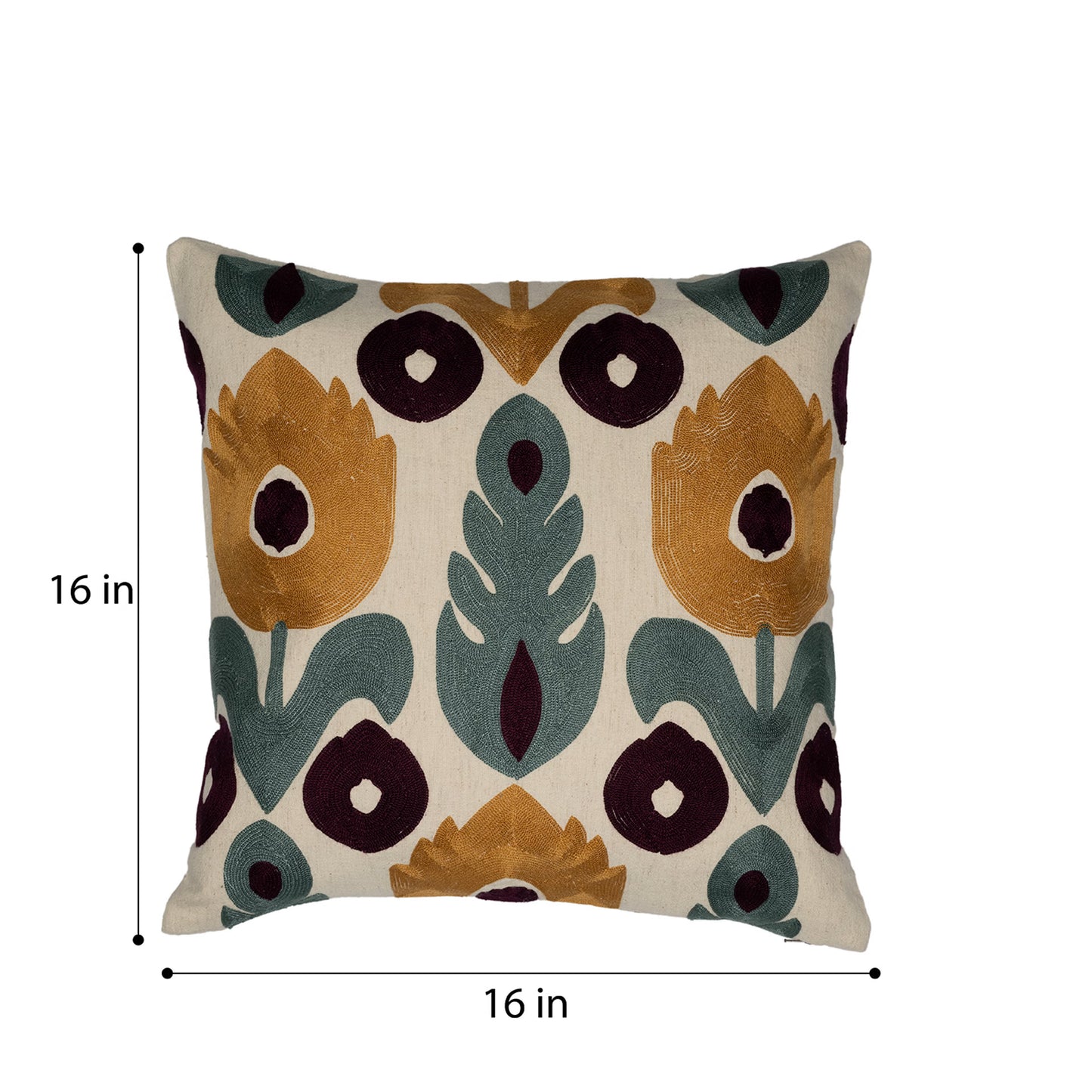 DFOLS Twilight Bloom Cushion Cover – Embroidered Floral Elegance
