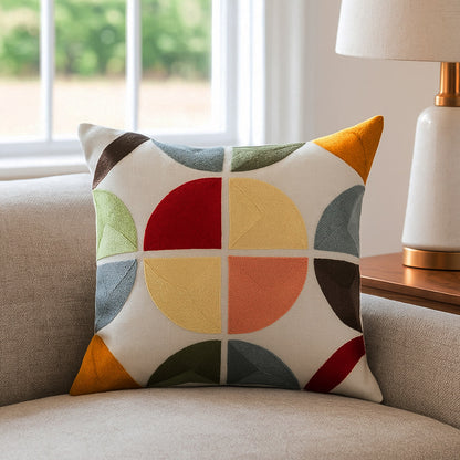 DFOLS Euphoria Geometric Embroidered Cushion Cover – Multicolor