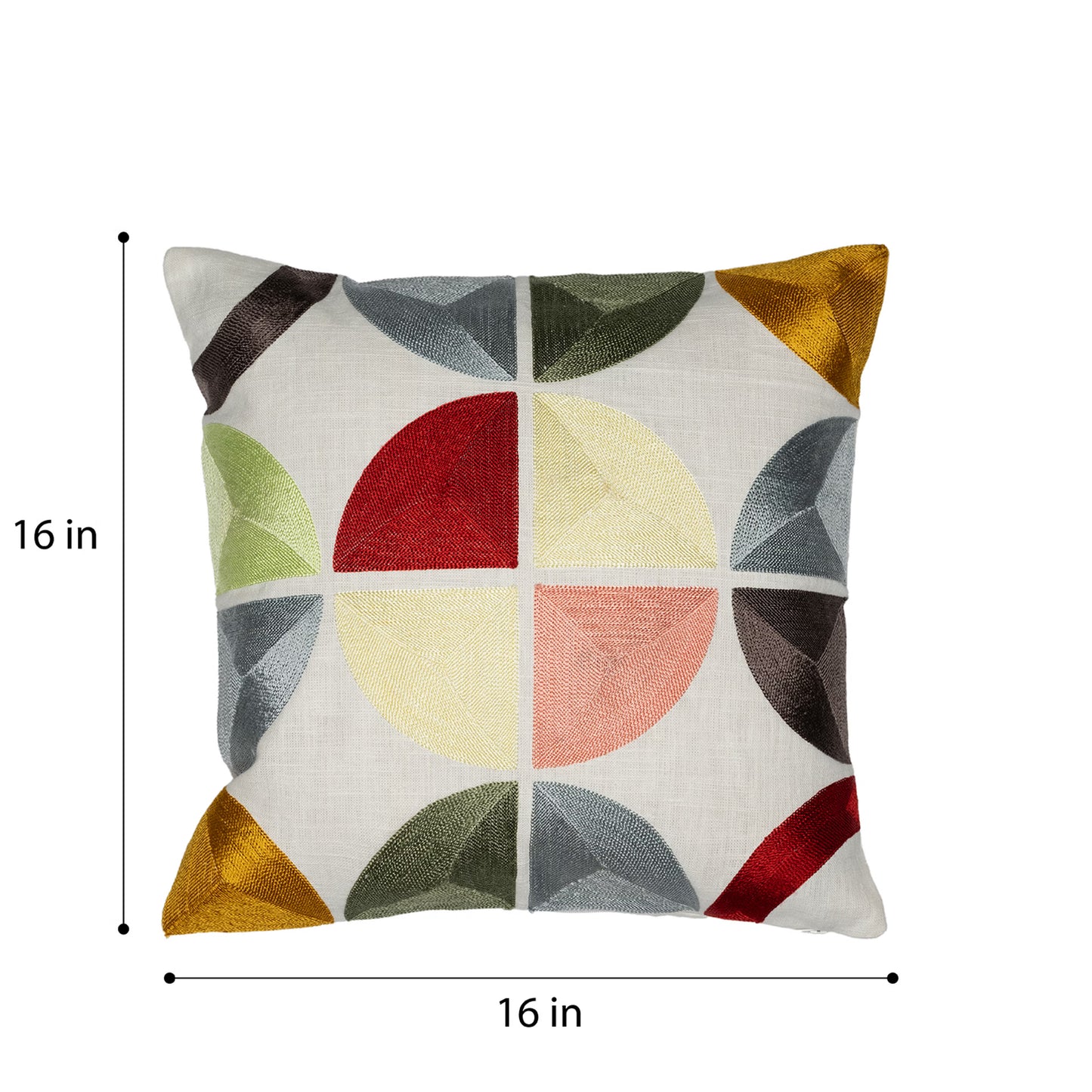 DFOLS Euphoria Geometric Embroidered Cushion Cover – Multicolor