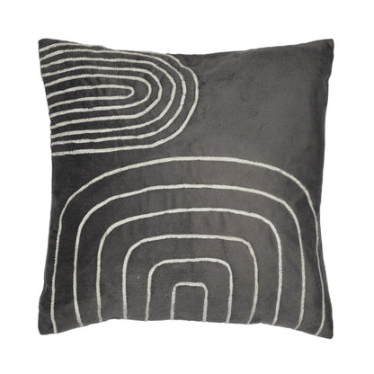 DFOLS Arc Grey Velvet Cushion Cover – Modern Thread Work Décor