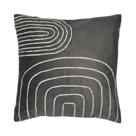 DFOLS Arc Grey Velvet Cushion Cover – Modern Thread Work Décor