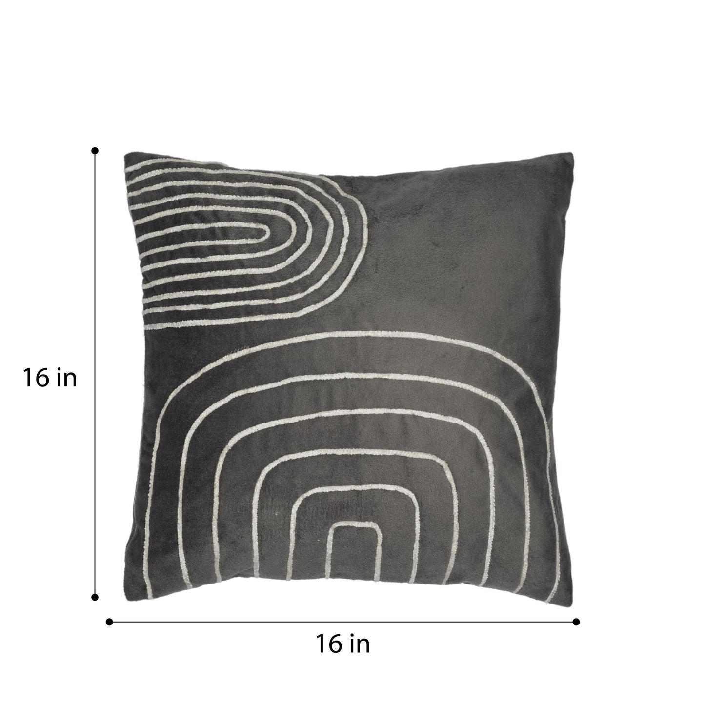 DFOLS Arc Grey Velvet Cushion Cover – Modern Thread Work Décor