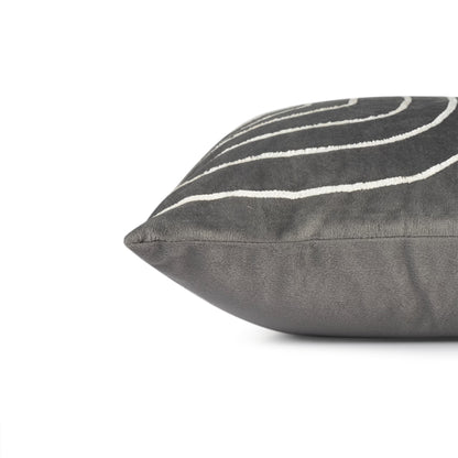 DFOLS Arc Grey Velvet Cushion Cover – Modern Thread Work Décor