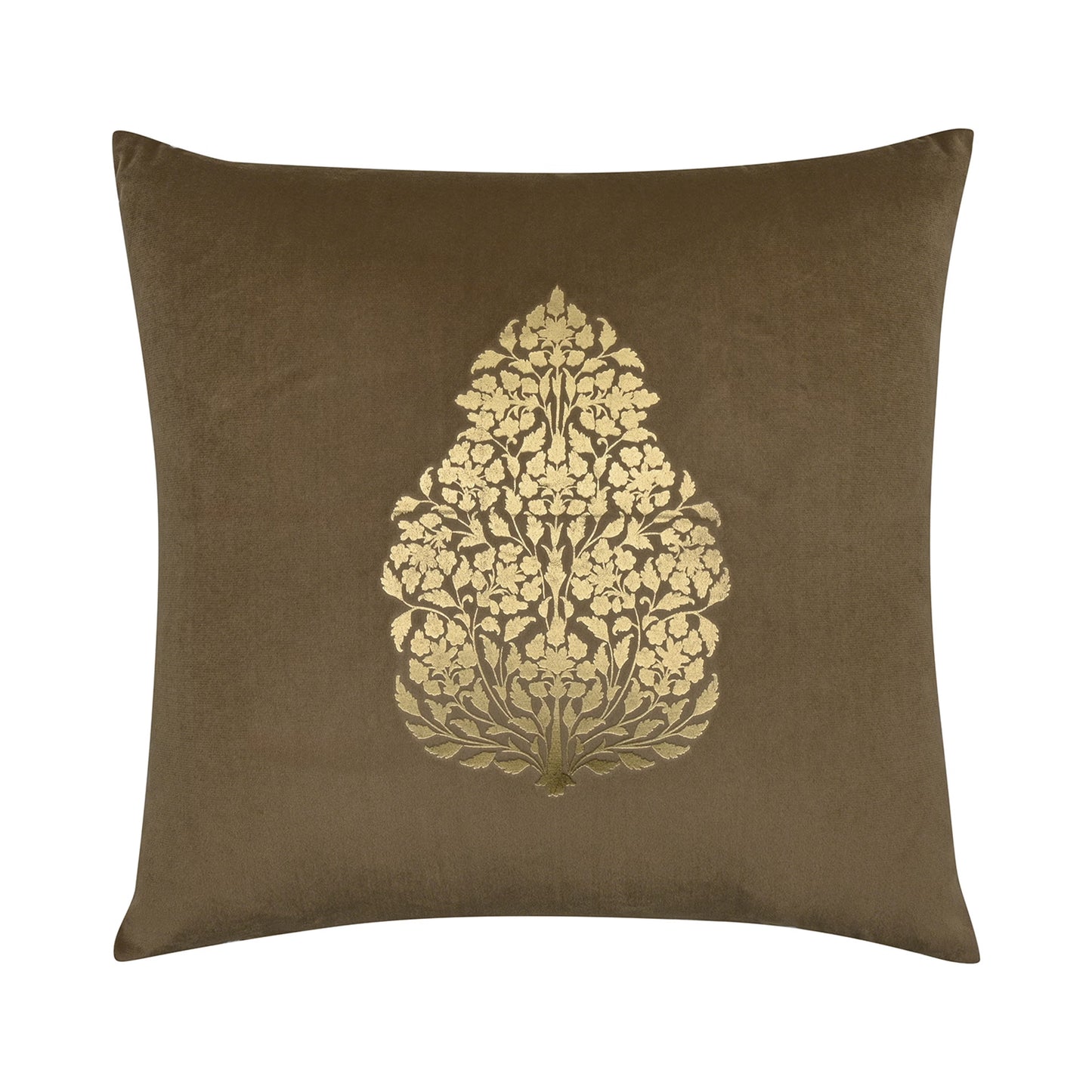DFOLS Golden Leaf Velvet Cushion Cover – Brown & Gold