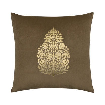 DFOLS Golden Leaf Velvet Cushion Cover – Brown & Gold
