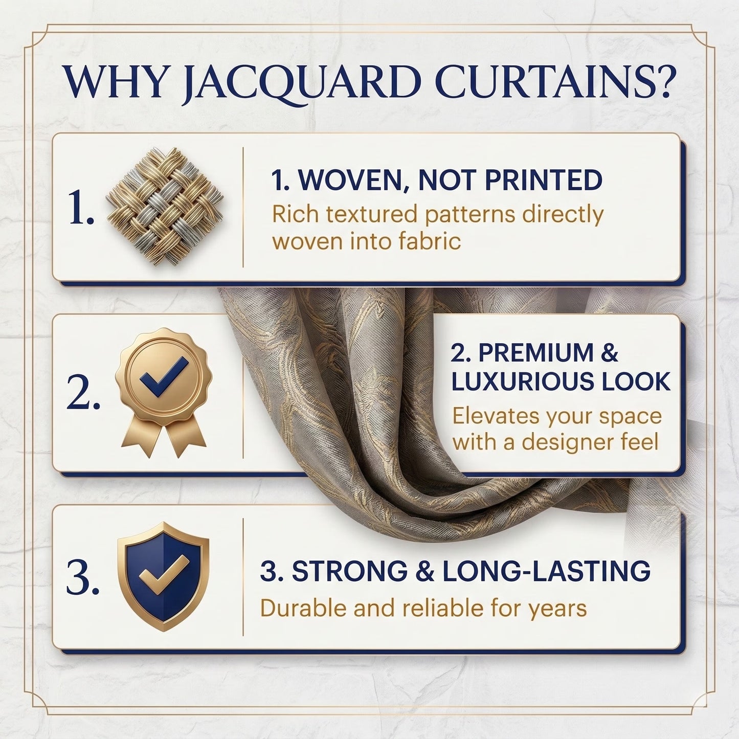 DFOLS Diamond Taupe Jacquard Room Darkening Curtains – Elegant Textured Curtain Set