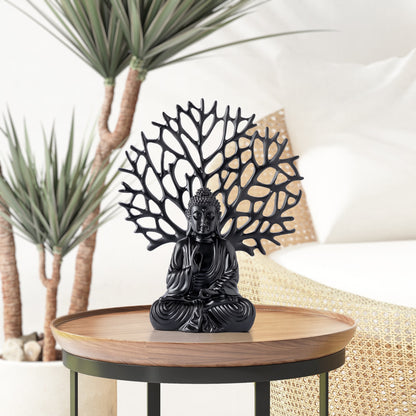DFOLS Meditative Buddha Under Bodhi Tree Polyresin Showpiece – Spiritual Home Décor