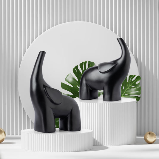 DFOLS Modern Black Elephant Figurine Set – Luxury Tabletop Décor