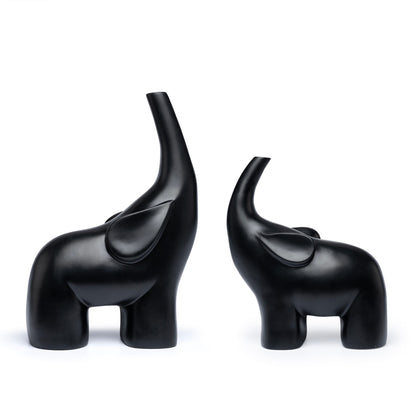 DFOLS Modern Black Elephant Figurine Set – Luxury Tabletop Décor