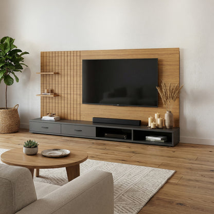 DFOLS Brisq Modern Engineered Wood TV Unit with Storage & Display Shelves