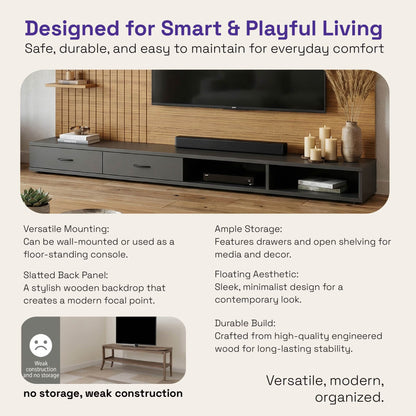 DFOLS Brisq Modern Engineered Wood TV Unit with Storage & Display Shelves