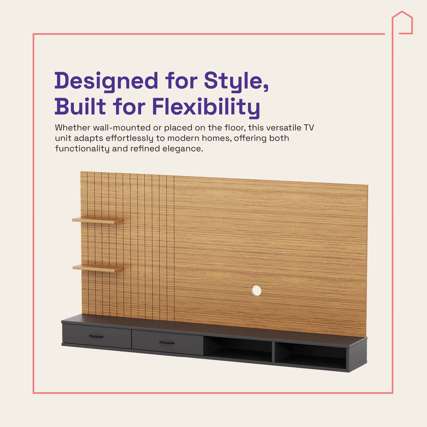 DFOLS Brisq Modern Engineered Wood TV Unit with Storage & Display Shelves