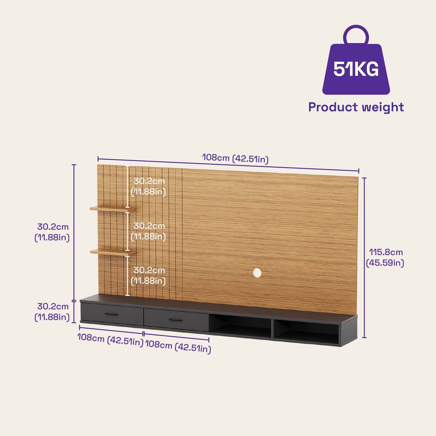 DFOLS Brisq Modern Engineered Wood TV Unit with Storage & Display Shelves