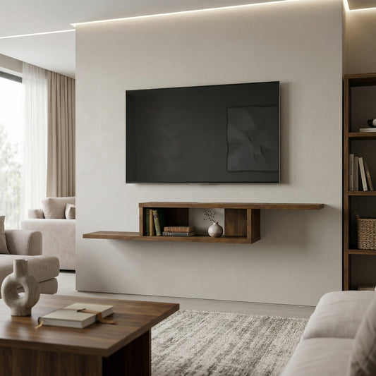 DFOLS Flowen Floating Engineered Wood TV Unit in Columbain Walnut Finish