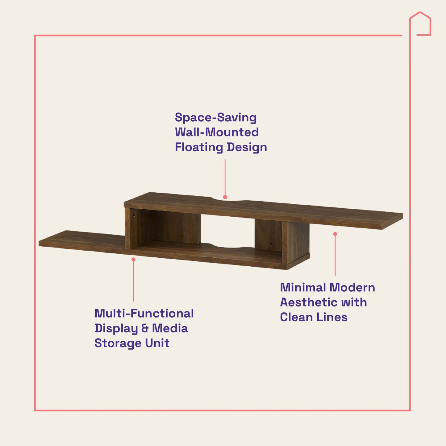 DFOLS Flowen Floating Engineered Wood TV Unit in Columbain Walnut Finish