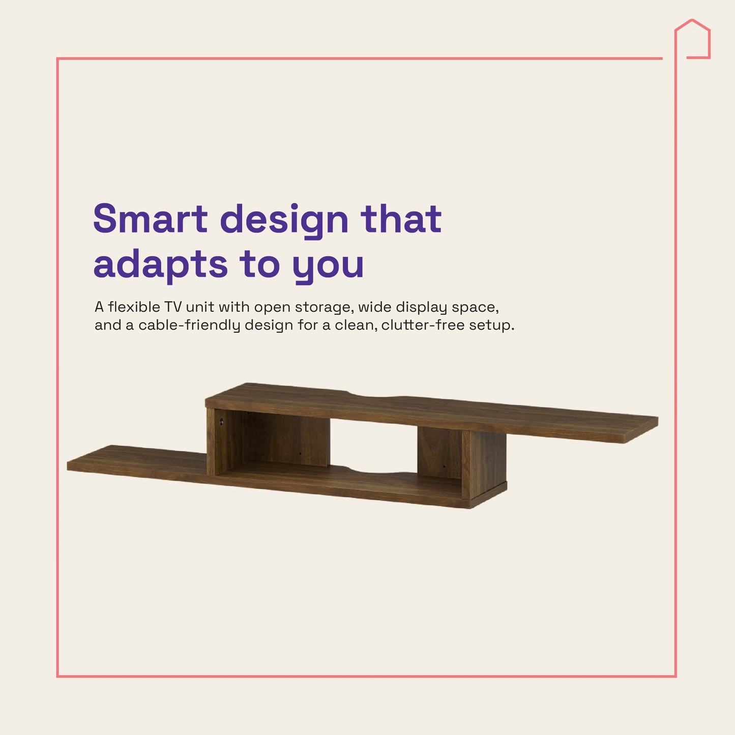 DFOLS Flowen Floating Engineered Wood TV Unit in Columbain Walnut Finish