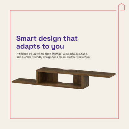 DFOLS Flowen Floating Engineered Wood TV Unit in Columbain Walnut Finish