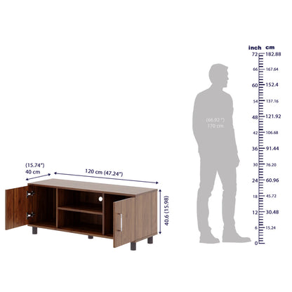 DFOLS Fortnite Modern Engineered Wood TV Unit with Storage Shelves