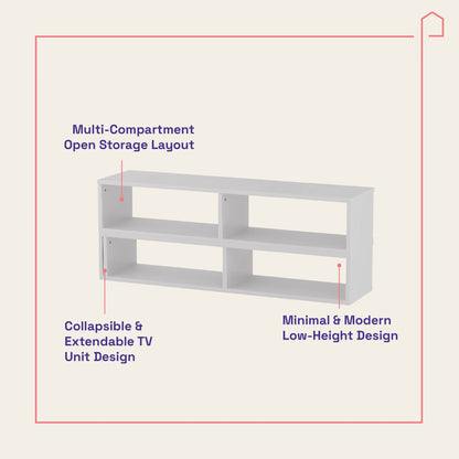 DFOLS Gridis Modern Engineered Wood TV Unit in Frosty White Finish