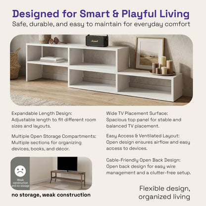DFOLS Gridis Modern Engineered Wood TV Unit in Frosty White Finish
