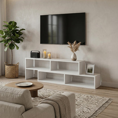 DFOLS Gridis Modern Engineered Wood TV Unit in Frosty White Finish