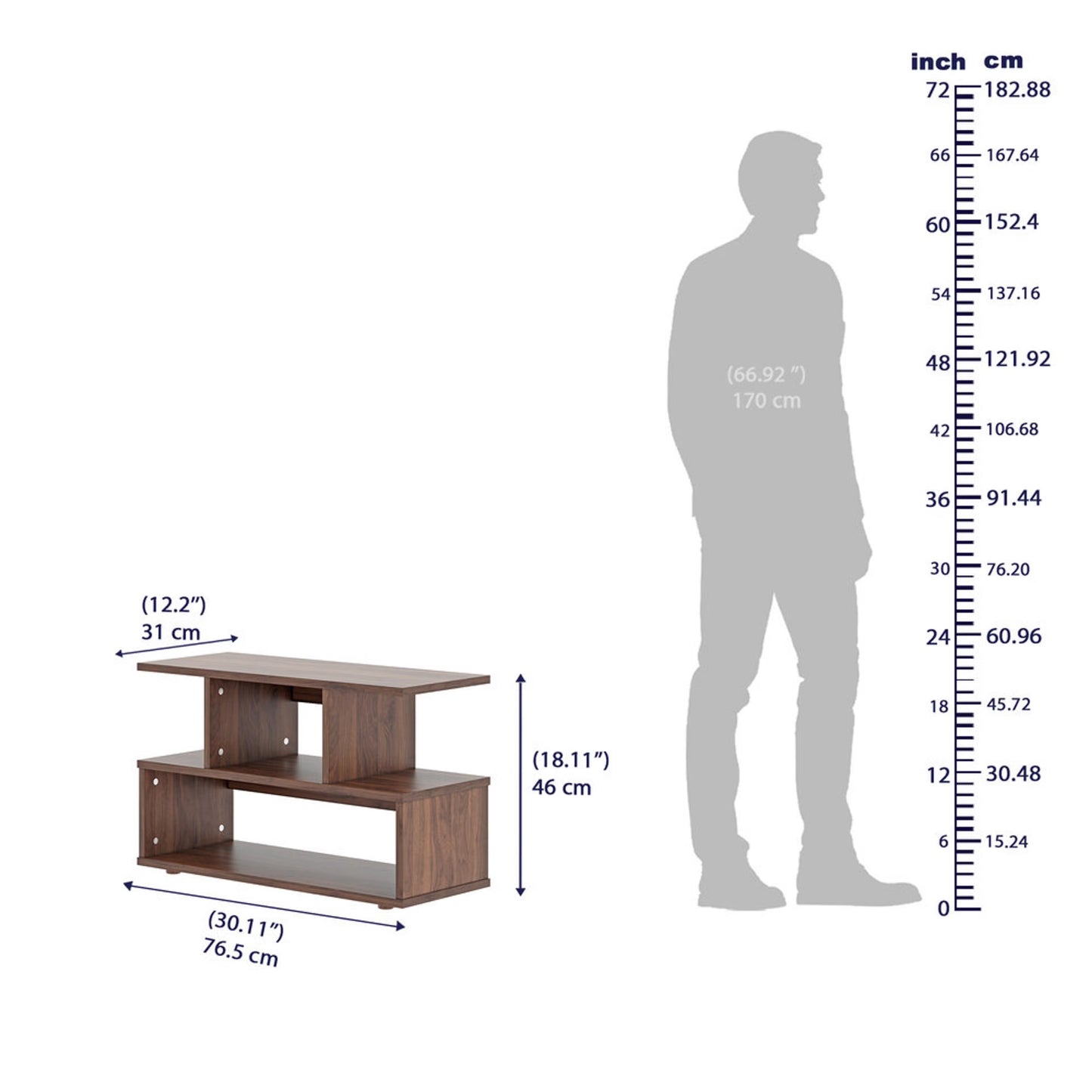 DFOLS Heist Modern Engineered Wood TV Unit with Open Storage Shelves