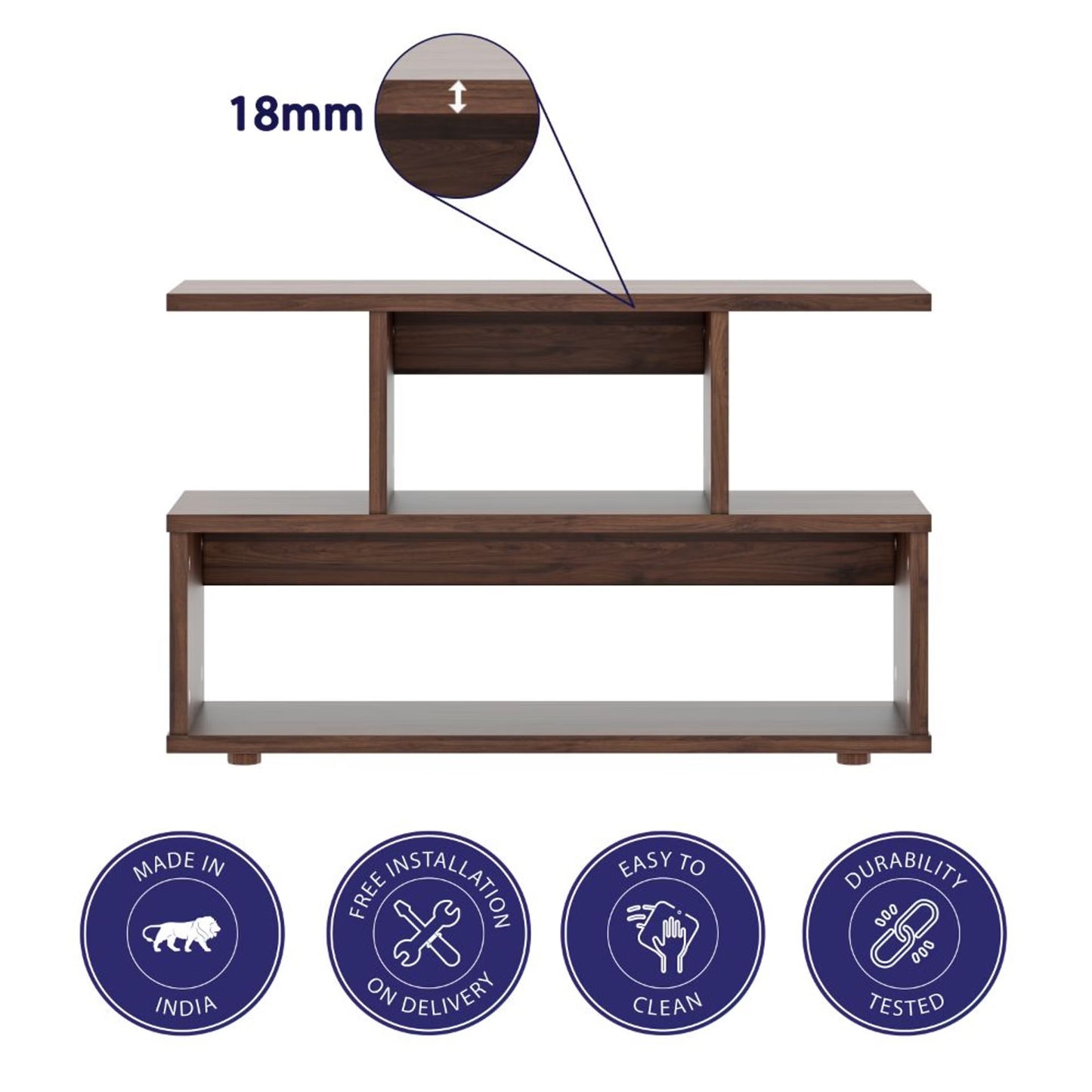 DFOLS Heist Modern Engineered Wood TV Unit with Open Storage Shelves