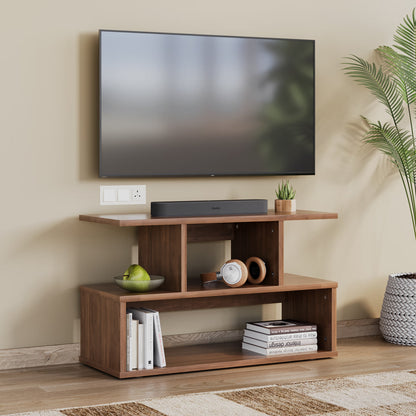 DFOLS Heist Modern Engineered Wood TV Unit with Open Storage Shelves