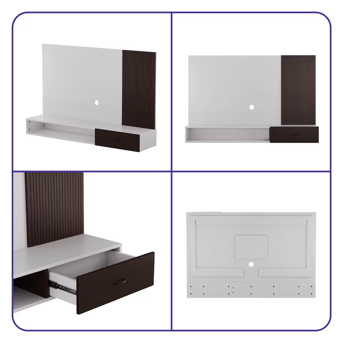 DFOLS Iverra Modern Floating Engineered Wood TV Unit with Storage Drawer