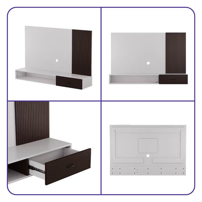 DFOLS Iverra Modern Floating Engineered Wood TV Unit with Storage Drawer