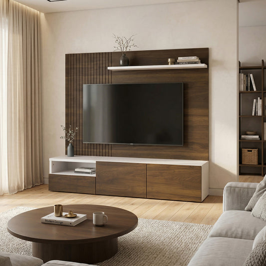 DFOLS Nuevo Modern Engineered Wood TV Unit with Storage Cabinet
