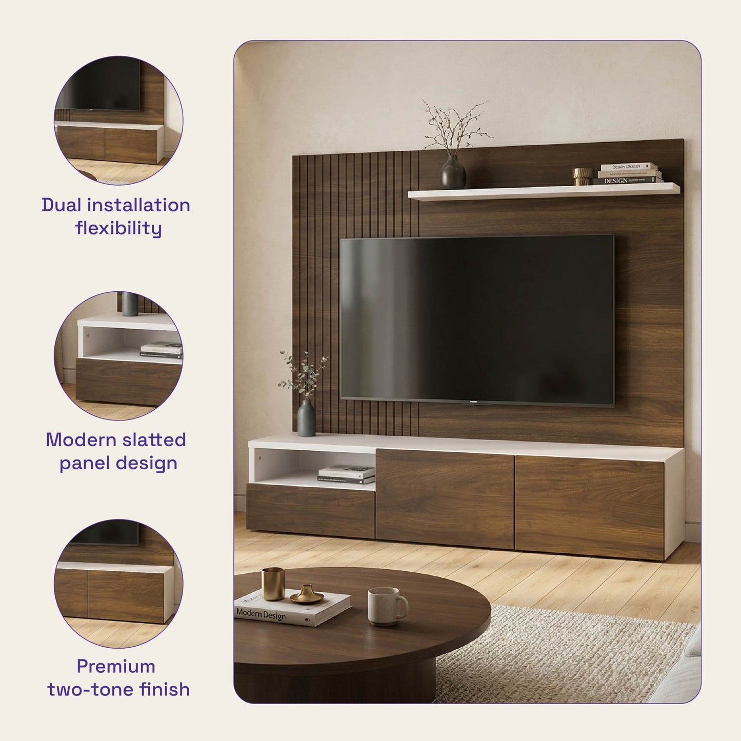 DFOLS Nuevo Modern Engineered Wood TV Unit with Storage Cabinet