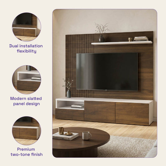 DFOLS Nuevo Modern Engineered Wood TV Unit with Storage Cabinet