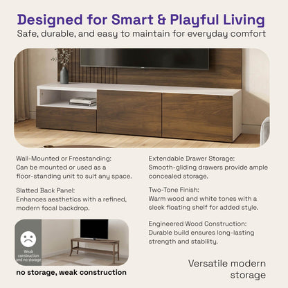 DFOLS Nuevo Modern Engineered Wood TV Unit with Storage Cabinet