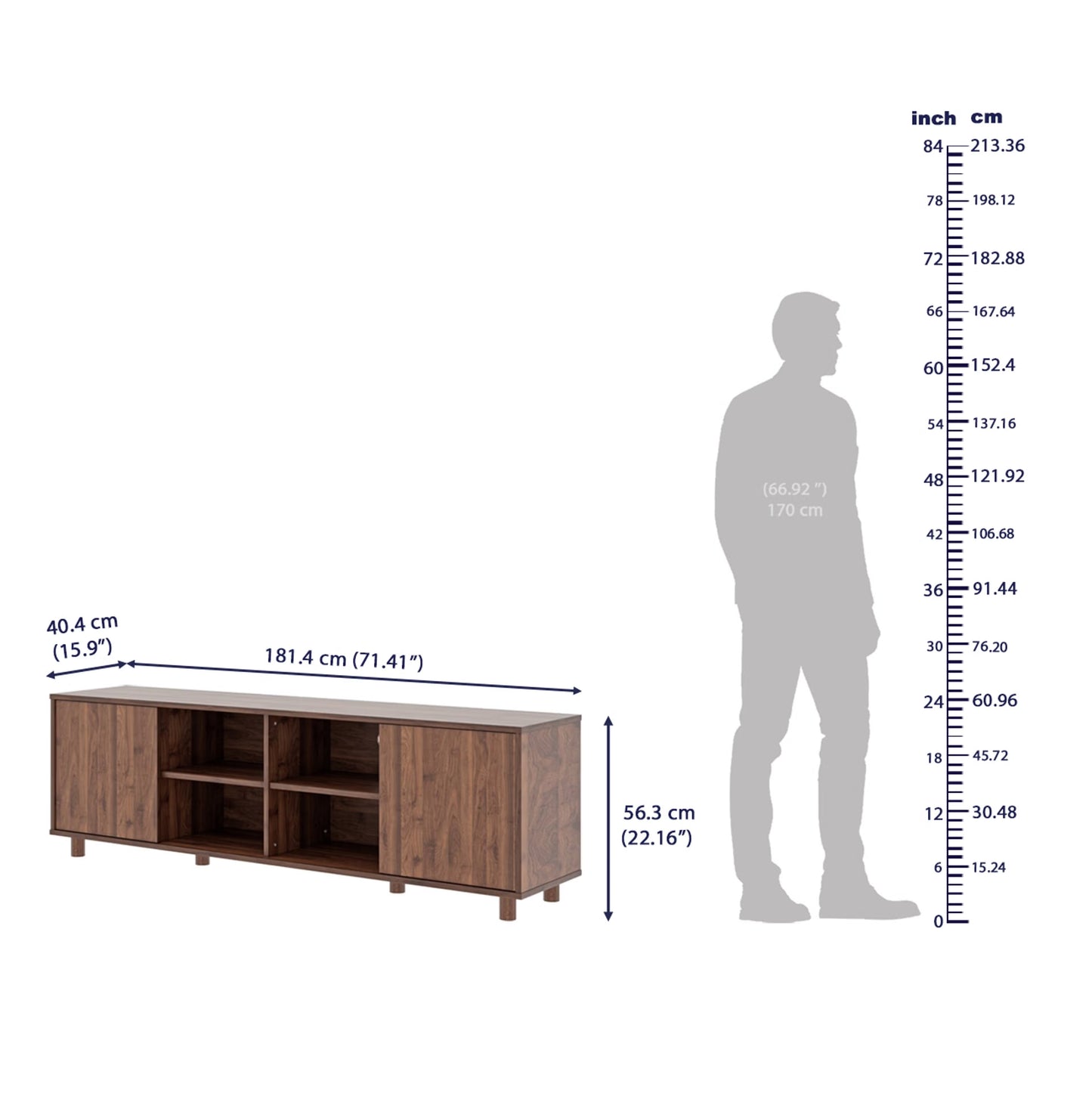 DFOLS Peppa Modern Engineered Wood TV Unit with Storage Cabinet