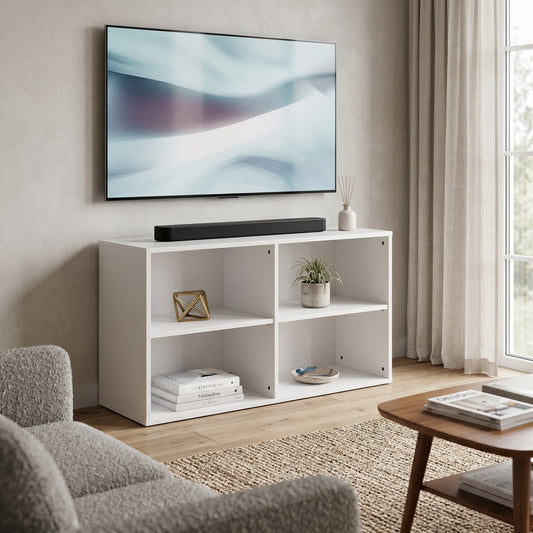 DFOLS Purion Modern Engineered Wood TV Unit in Frosty White Finish