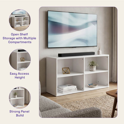 DFOLS Purion Modern Engineered Wood TV Unit in Frosty White Finish