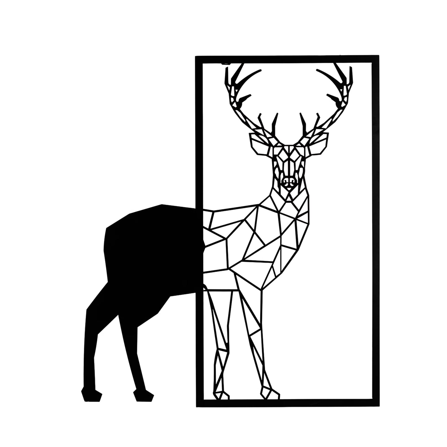 DFOLS Geometric Deer Metal Wall Art – Modern Abstract Décor