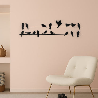 DFOLS Birds on Wire Metal Wall Art – Minimalist Modern Décor