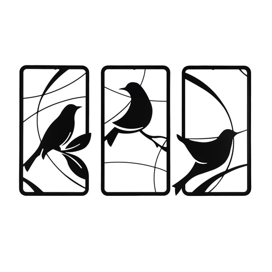 DFOLS Abstract Birds Metal Wall Art Set – Modern Laser Cut Décor