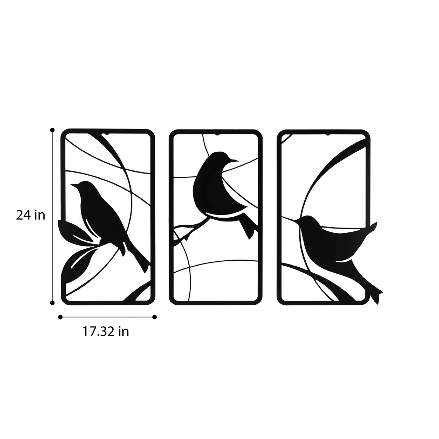 DFOLS Abstract Birds Metal Wall Art Set – Modern Laser Cut Décor