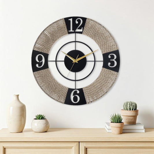 DFOLS Aeon Jute Metal Wall Clock – Black 16 Inch