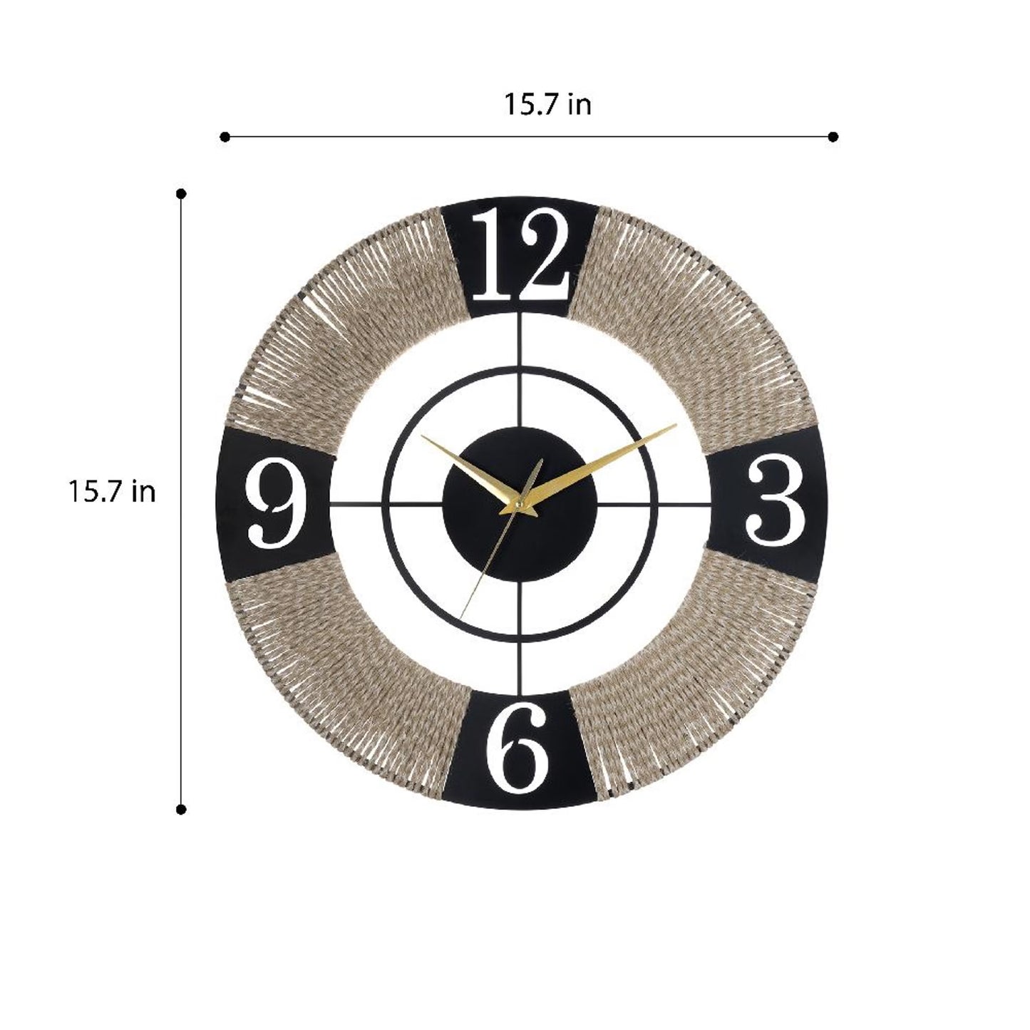 DFOLS Aeon Jute Metal Wall Clock – Black 16 Inch